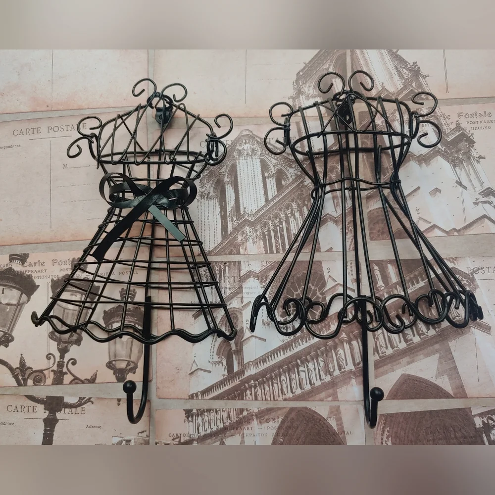 RARE Vintage 90s Fashion Dress Black Metal Hook Hanger Wall Decor Art - Picture 11 of 11